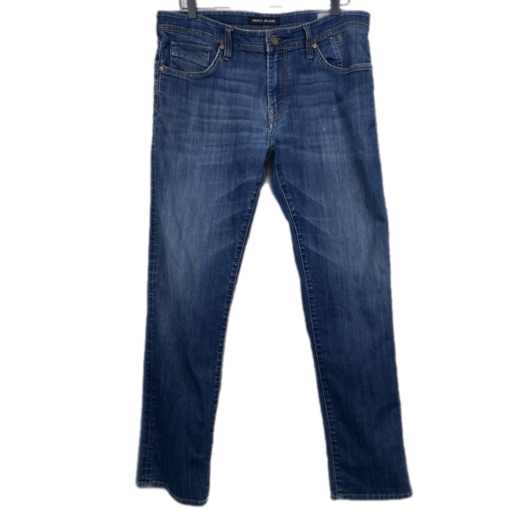 Mavi Men’s Zach Straight Leg Distressed Jeans Size 35”W x 30”L in Blue